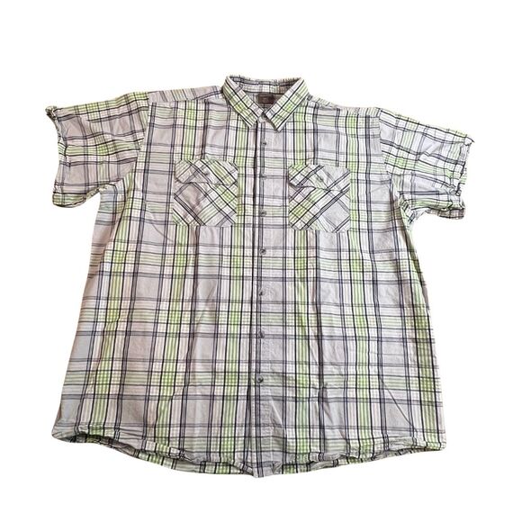 Great Northwest Shirt Mens 2XLT Plaid Short Sleeve Green Plaid Preppy Golf Shirt - Picture 1 of 9